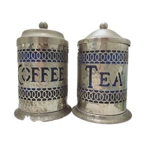 Vintage Hammered Silver Coffee and Tea Canisters